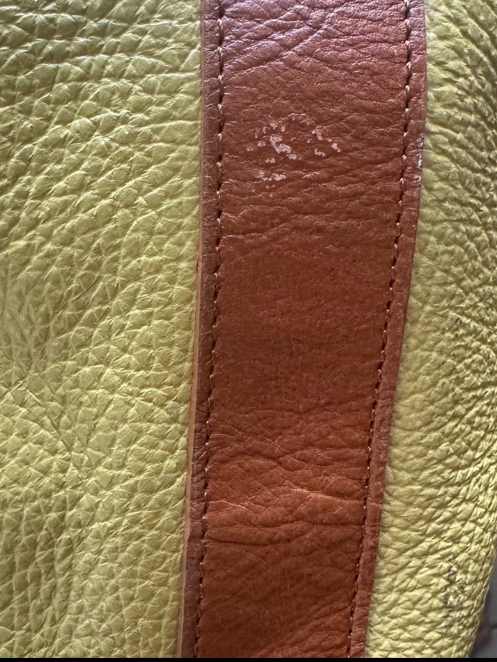 Valentina Italia Yellow Leather Drawstring Shoulder Bag with Brown Trim - Picture 6 of 13